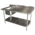 Freestanding, One-Bowl Kitchen & Bar Sinks With Faucets, With Drainboards on Right