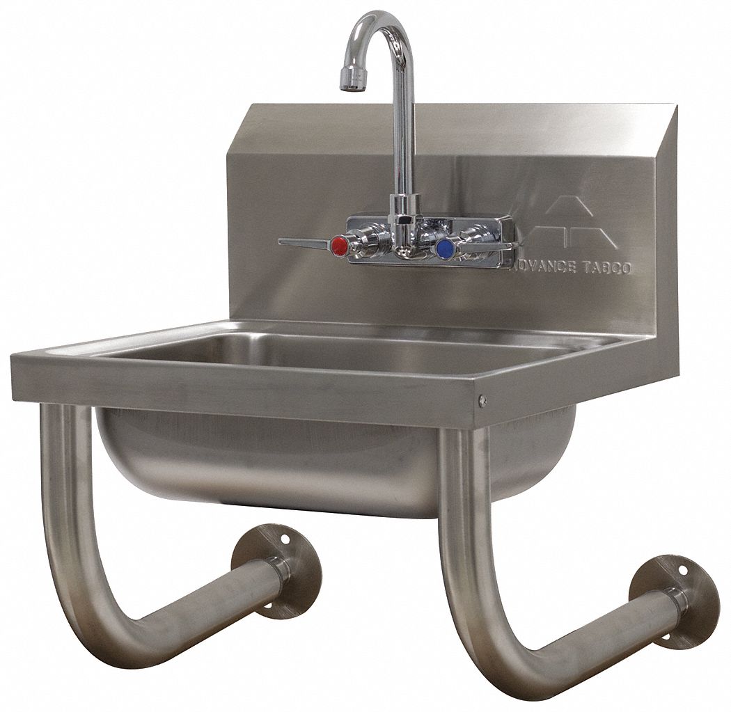 Hand Sink: 1 Stations, 5 in Bowl Dp, 14 in Bowl Lg, 10 in Bowl Wd, Faucet Included