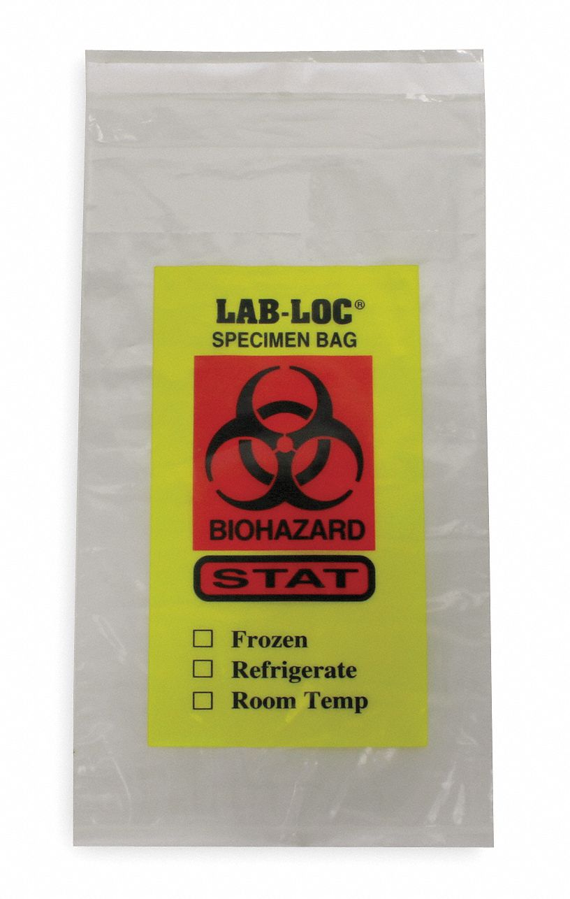 GRAINGER APPROVED Biohazard Bags, 1/2 gal, LDPE, Clear, Stat, PK 1000