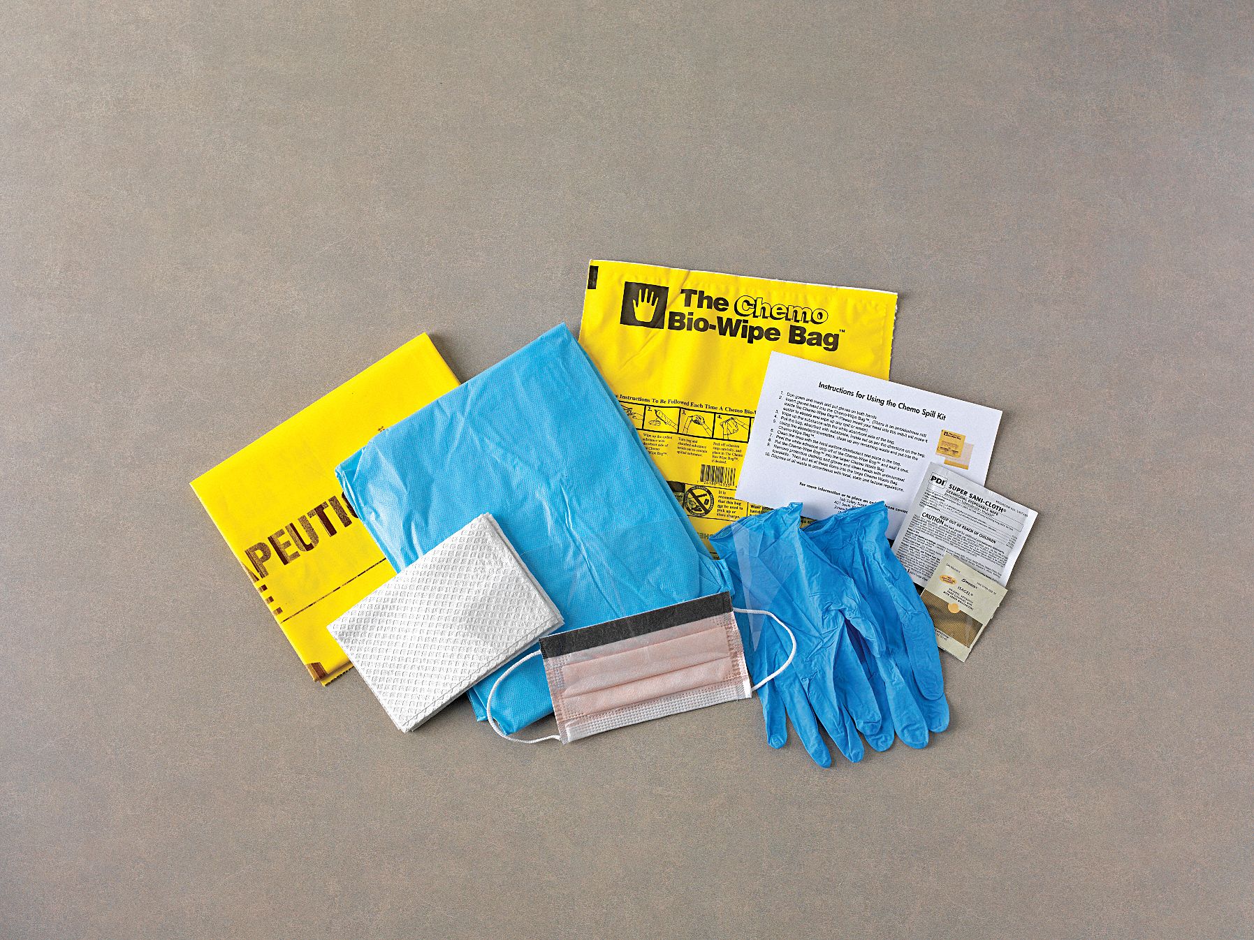 Chemotherapy Spill Kit: 1 pt Volume Absorbed Per Kit, Yellow