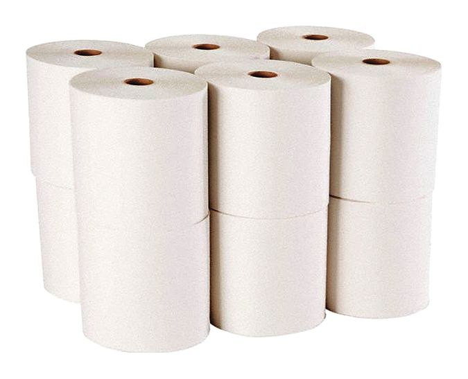 Paper Towel Roll: White, 7 7/8 in Roll Wd, 350 ft Roll Lg, 2 in Core Dia., 12 PK