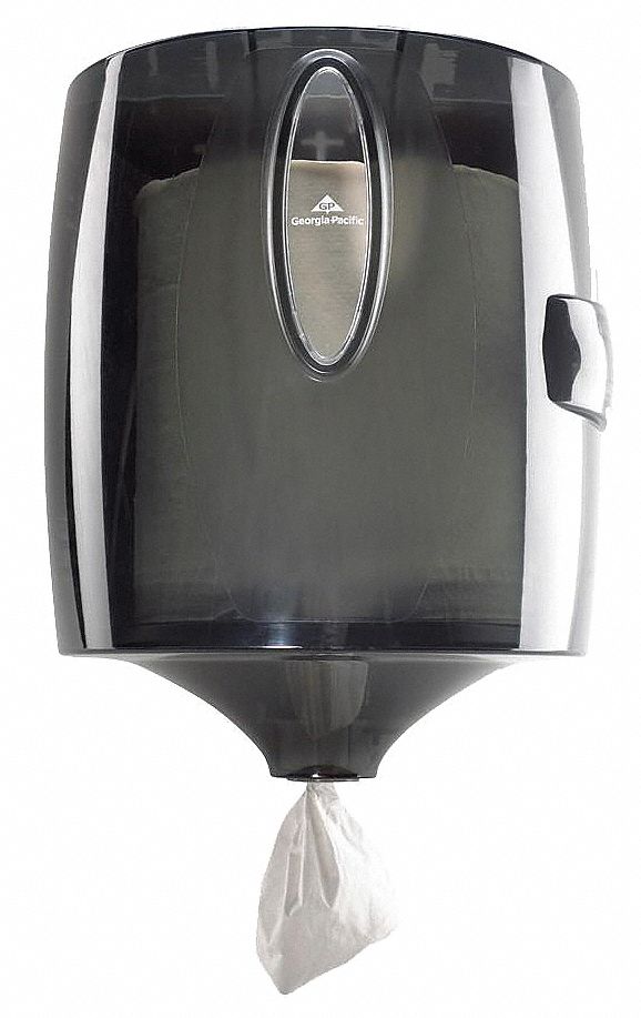 Dry Wipe Dispenser: Wall, (1) Roll Capacity, Plastic, Black, Manual
