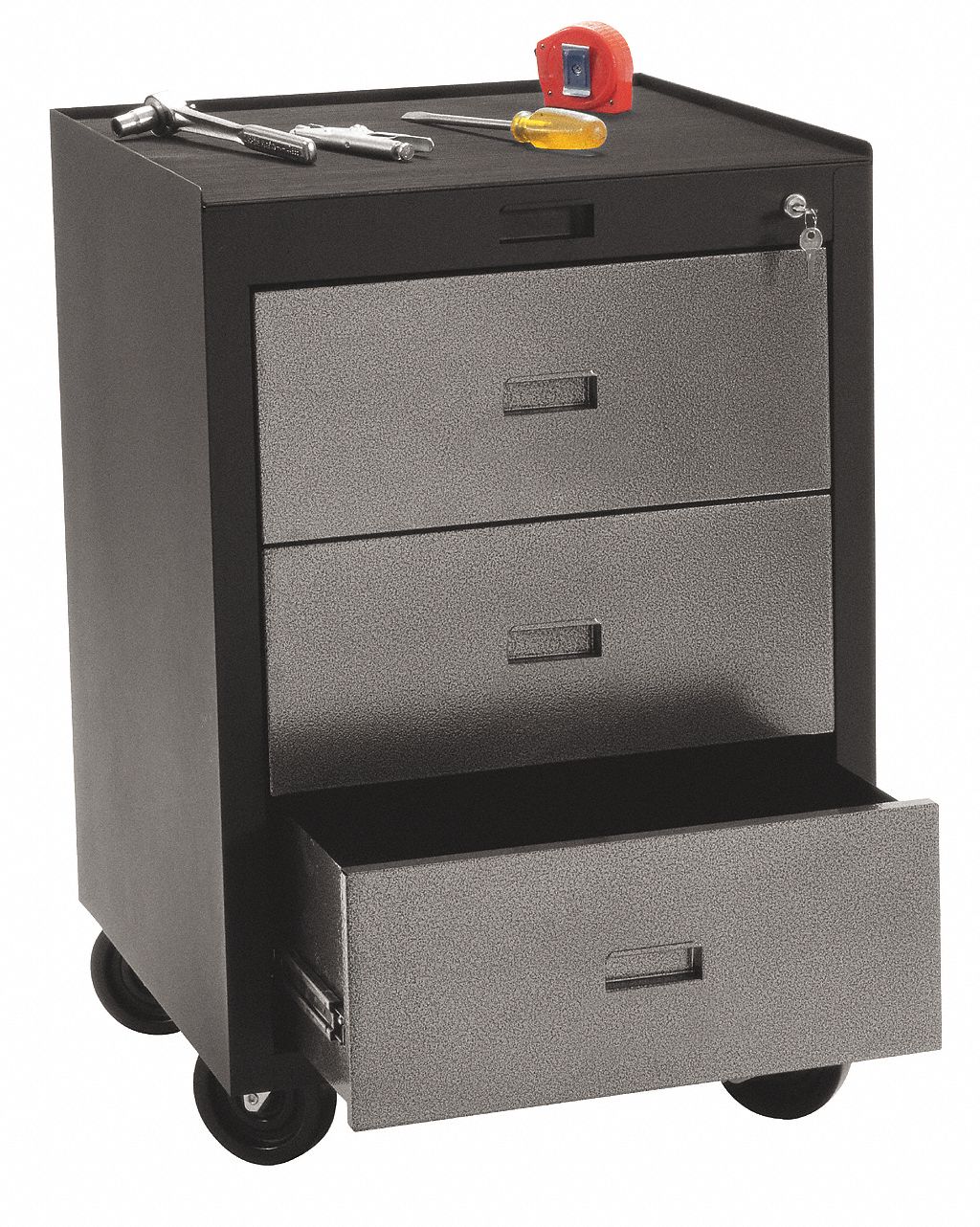 3JHY4 - Storage Cabinet Black/Silver 78 in H