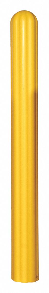 Bollard Cover: Ribbed, 7 7/8 in Outside Dia, 72 in Max Usable Ht, Yellow