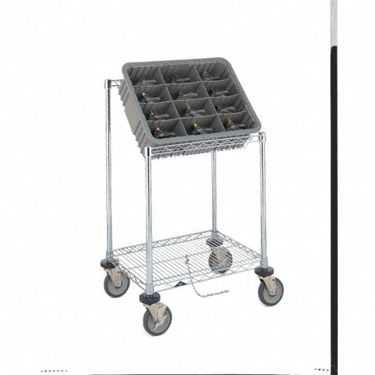 METRO Static-Control Utility Cart with Angled Lipped Wire Shelves: 900 lb  Load Capacity, (4) Swivel