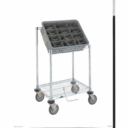 METRO, 900 lb Load Capacity, (4) Swivel, Static-Control Utility Cart with  Angled Lipped Wire Shelves - 3JKZ3