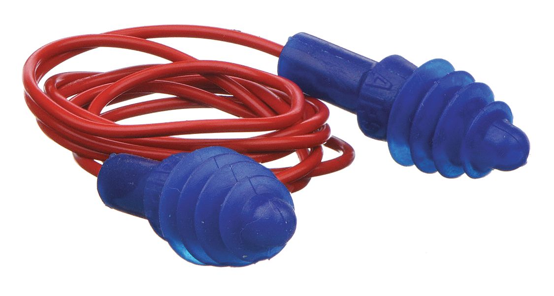 Ear Plugs, Corded, Flanged, 27dB, PK5