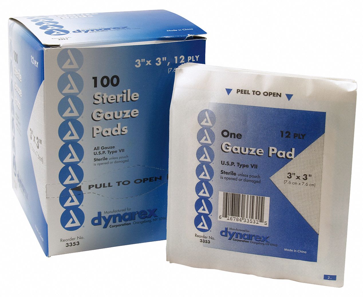 MEDIFIRST Gauze Pad, Unitized, Sterile, Cotton Blend, PK 100 3JME1