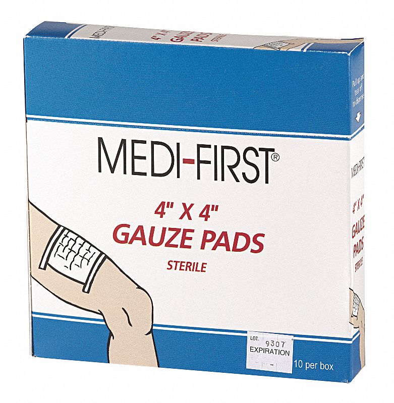 MEDIFIRST Gauze Pad, Unitized, Sterile, Cotton Blend, PK 10 3JME2