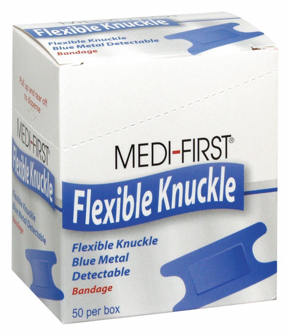MEDIFIRST, 3 in Lg, 1 3/4 in Wd, Metal Detectable Knuckle Bandage