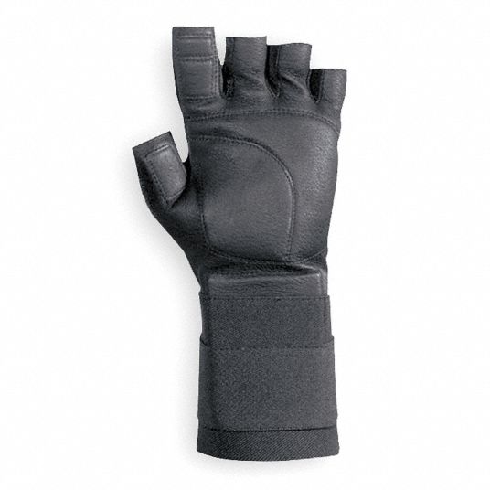 AntiVibration Gloves, Leather Palm Material, Half Grainger