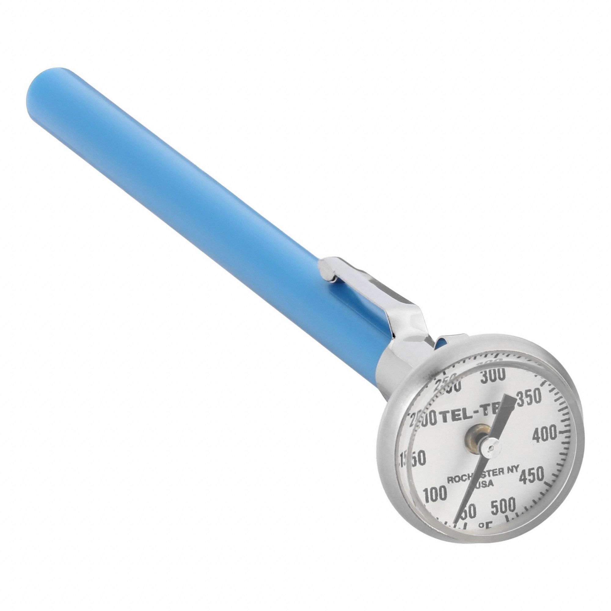Dial Pocket Thermometer: 50°F to 500°F, ±1% Accuracy, 5 in Stem Lg, 1 in Dial Dia