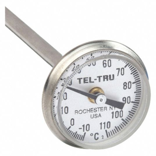 917735-3 Dial Pocket Thermometer: 1 in Dial Dia, 5 in Stem Lg, NSF Rated,  0° to 220°F, Fahrenheit, 2°F, Dial