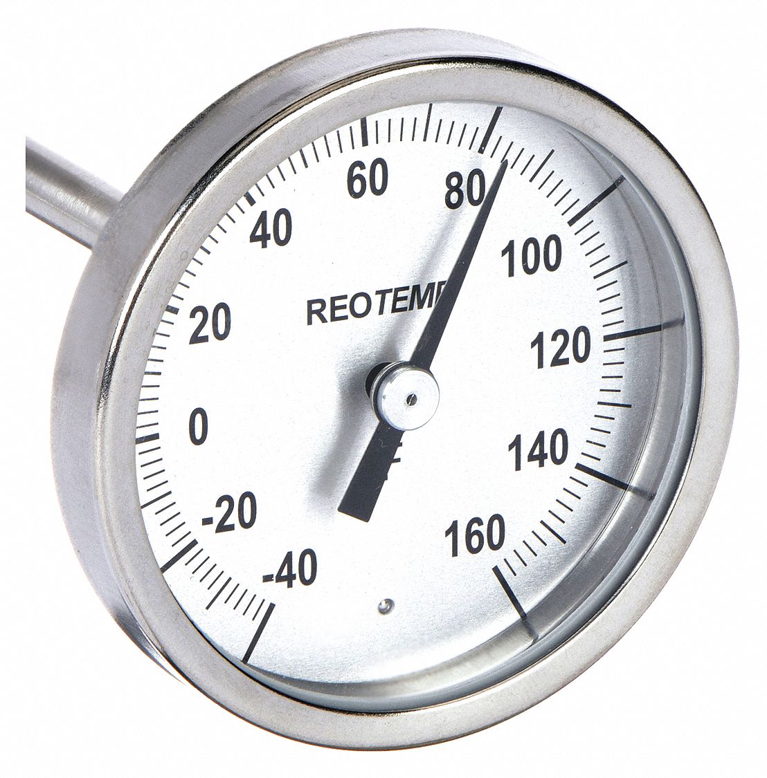 Soil Dial Thermometer: -40°F to 160°F, +/- 1% Accuracy, 6 in Stem Lg, Fahrenheit