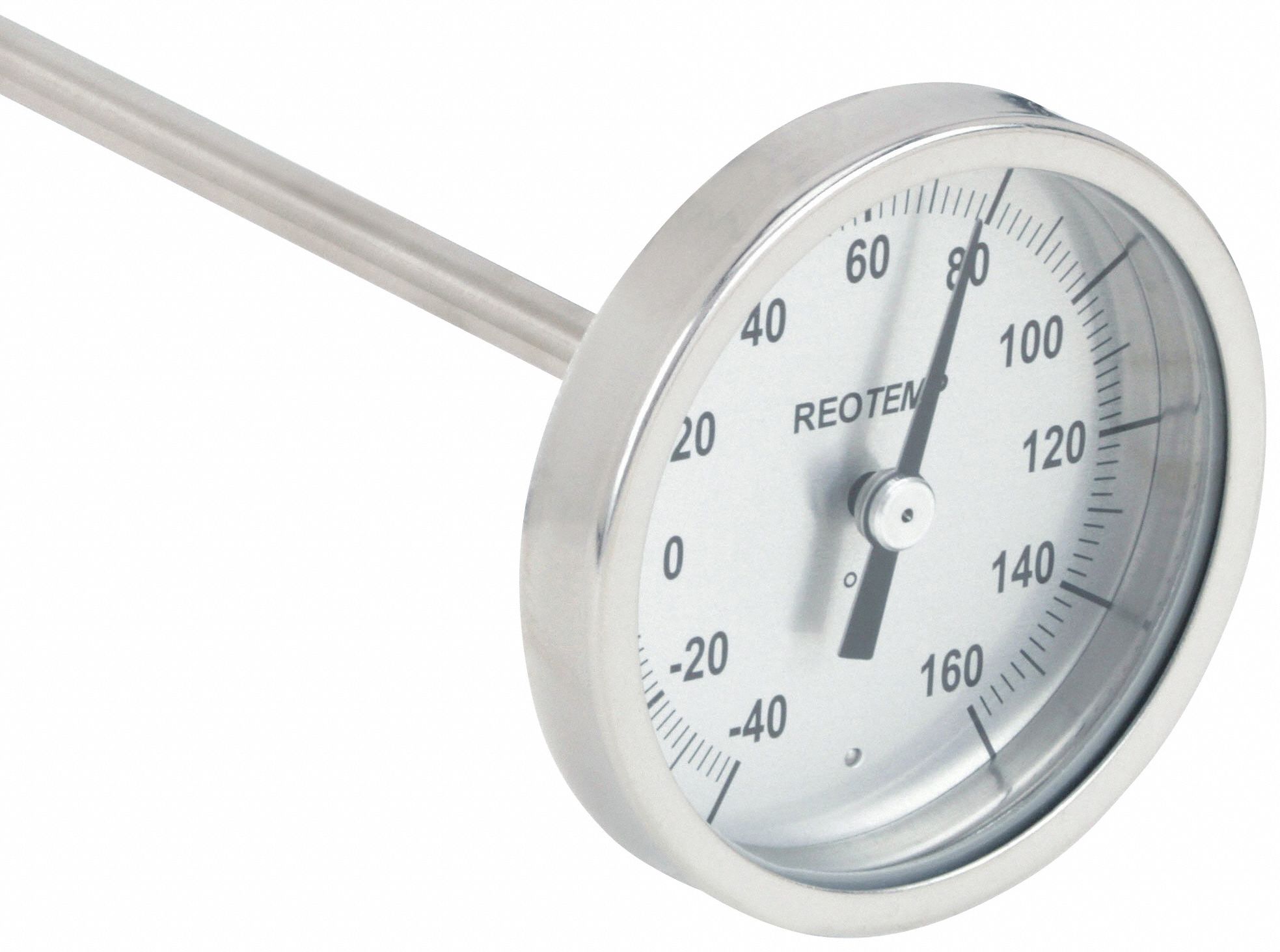 Soil Dial Thermometer: -40°F to 160°F, +/- 1% Accuracy, 12 in Stem Lg, Fahrenheit