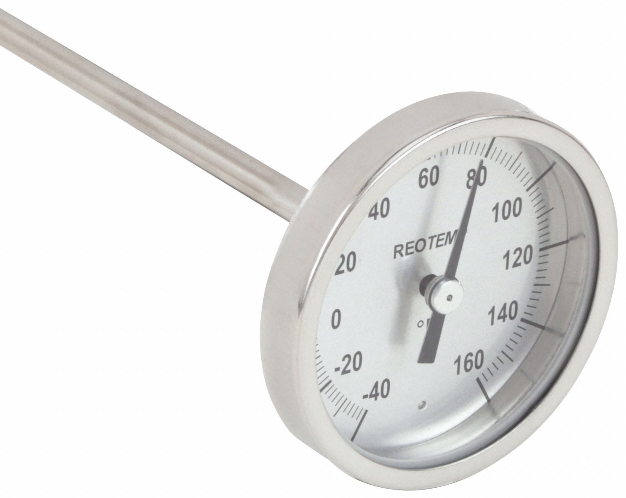 Soil Dial Thermometer: -40°F to 160°F, +/- 1% Accuracy, 12 in Stem Lg, Fahrenheit