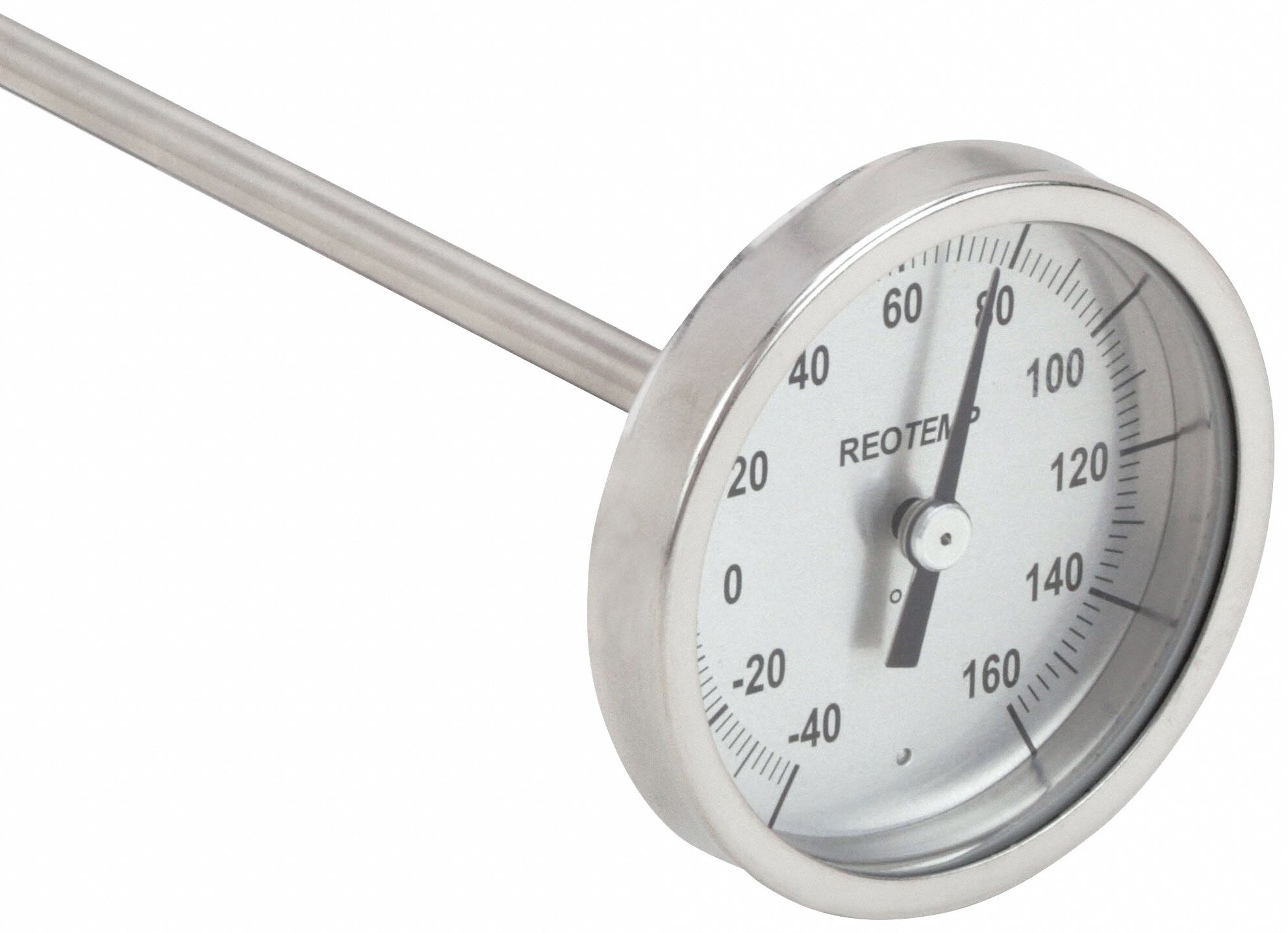 Soil Dial Thermometer: -40°F to 160°F, +/- 1% Accuracy, 18 in Stem Lg, Fahrenheit