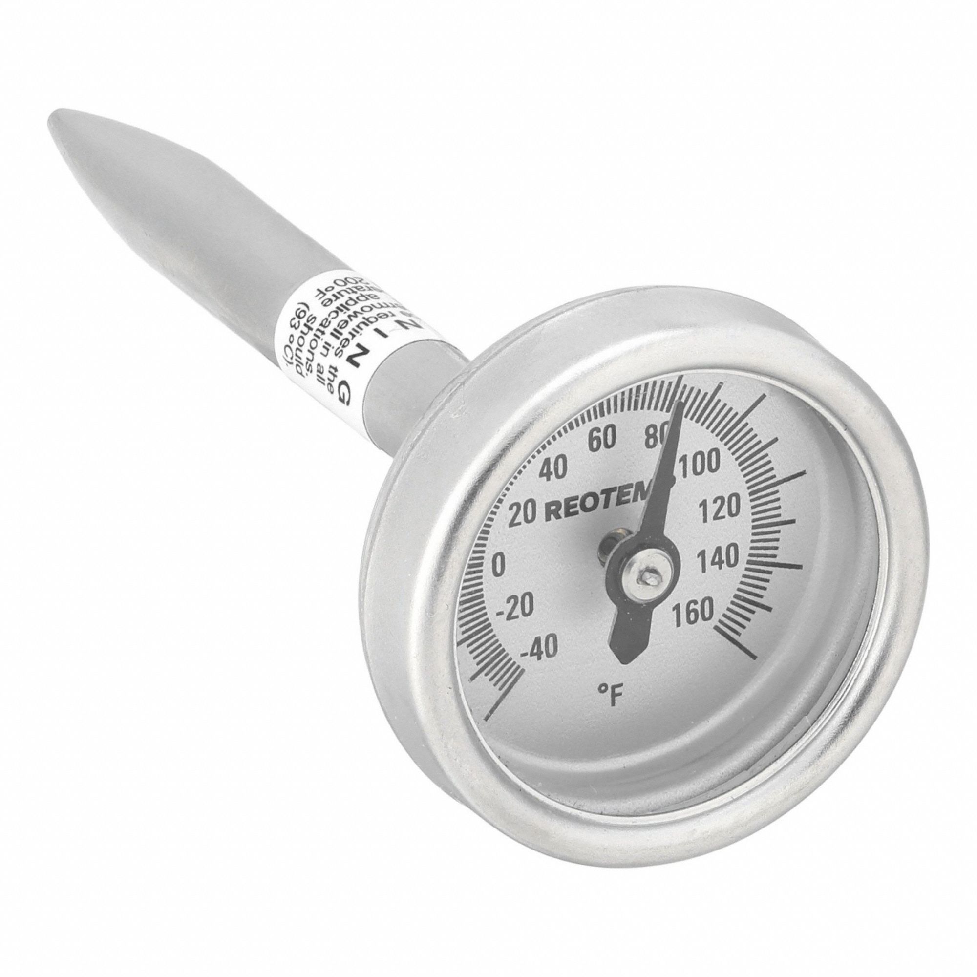 Dial Pocket Thermometer: -40°F to 160°F, ±1% Accuracy, 2 in Stem Lg, 1 5/32 in Dial Dia