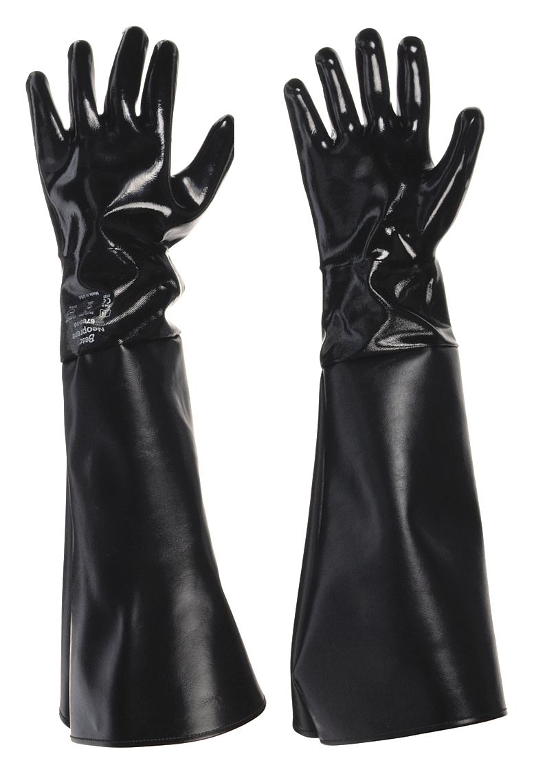 Blasting Glove Set: Left/Right Hand, 6 in Dia x 24 in L, Neoprene/Vinyl, 1 PR