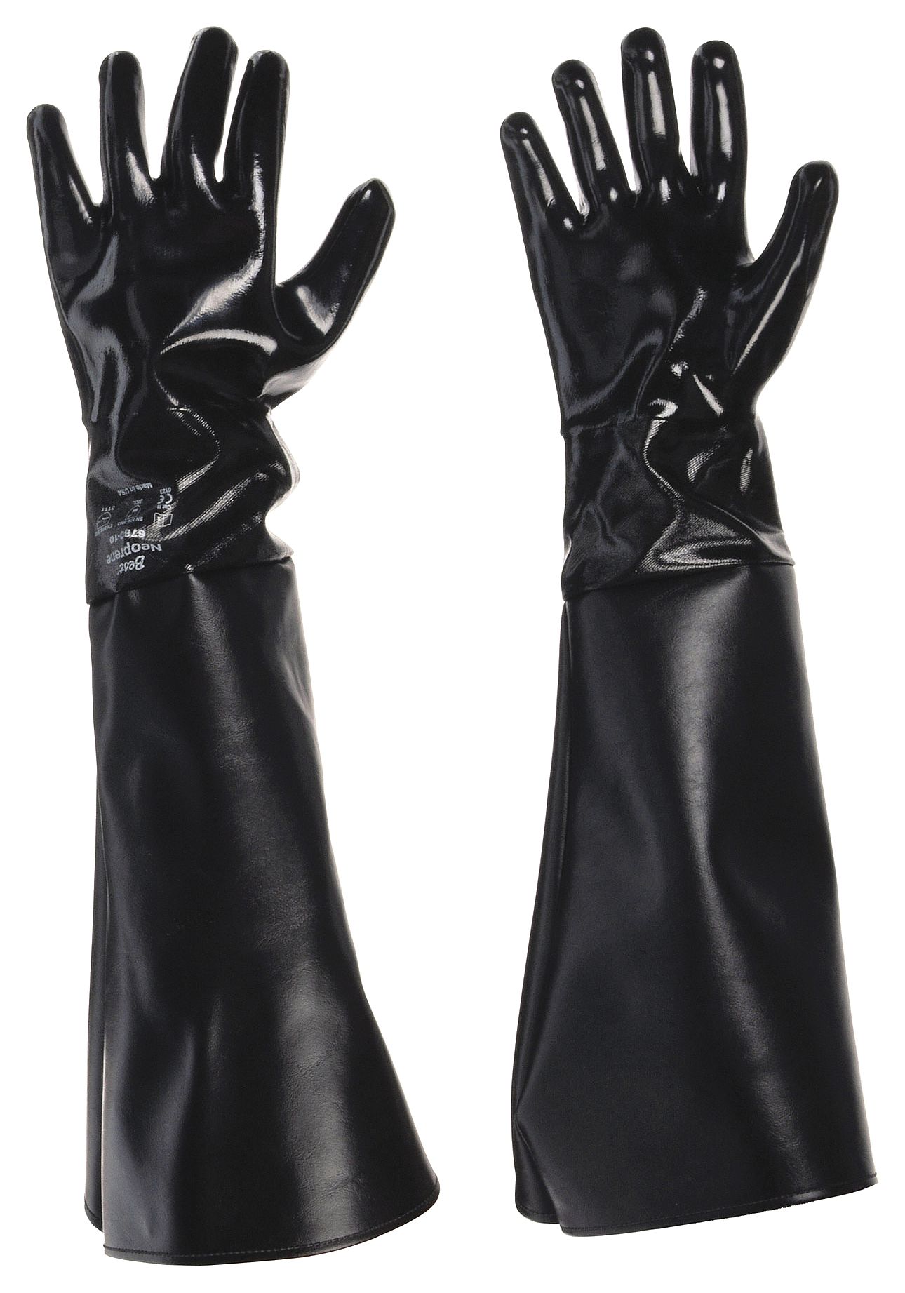 Blasting Glove Set: Left/Right Hand, 7 in Dia x 33 in L, Neoprene/Vinyl, 1 PR