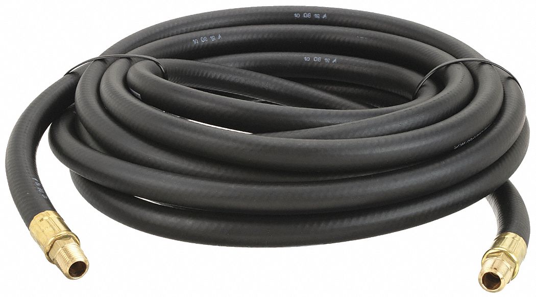 AIR HOSE, ¼ IN INSIDE DIAMETER, BLACK, BRASS 1/4 IN MNPT X BRASS 1/4 IN MNPT