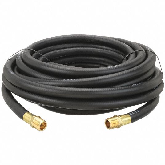 CONTINENTAL Air Hose: 1/2 in Hose Inside Dia., Black, Brass 1/2 in MNPT x  Brass 1/2 in MNPT