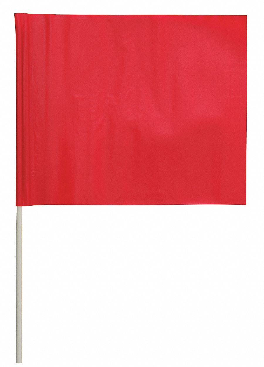 PRESCO PRODUCTS CO Red Marking Flag, 4 in Flag Height, Solid Pattern