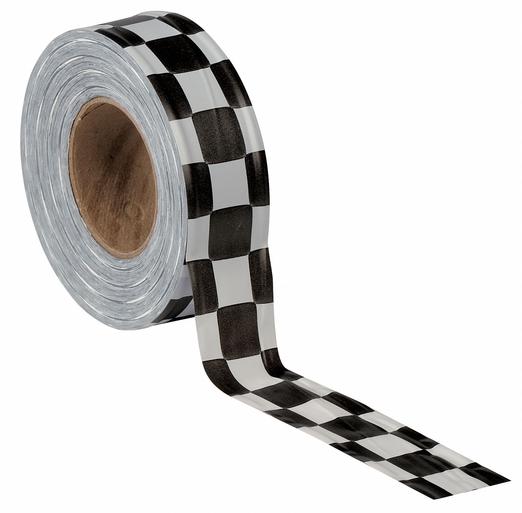 Flagging Tape: Black/White, No Legend, Checkered, 300 ft Lg, 1 3/16 in Wd, Vinyl