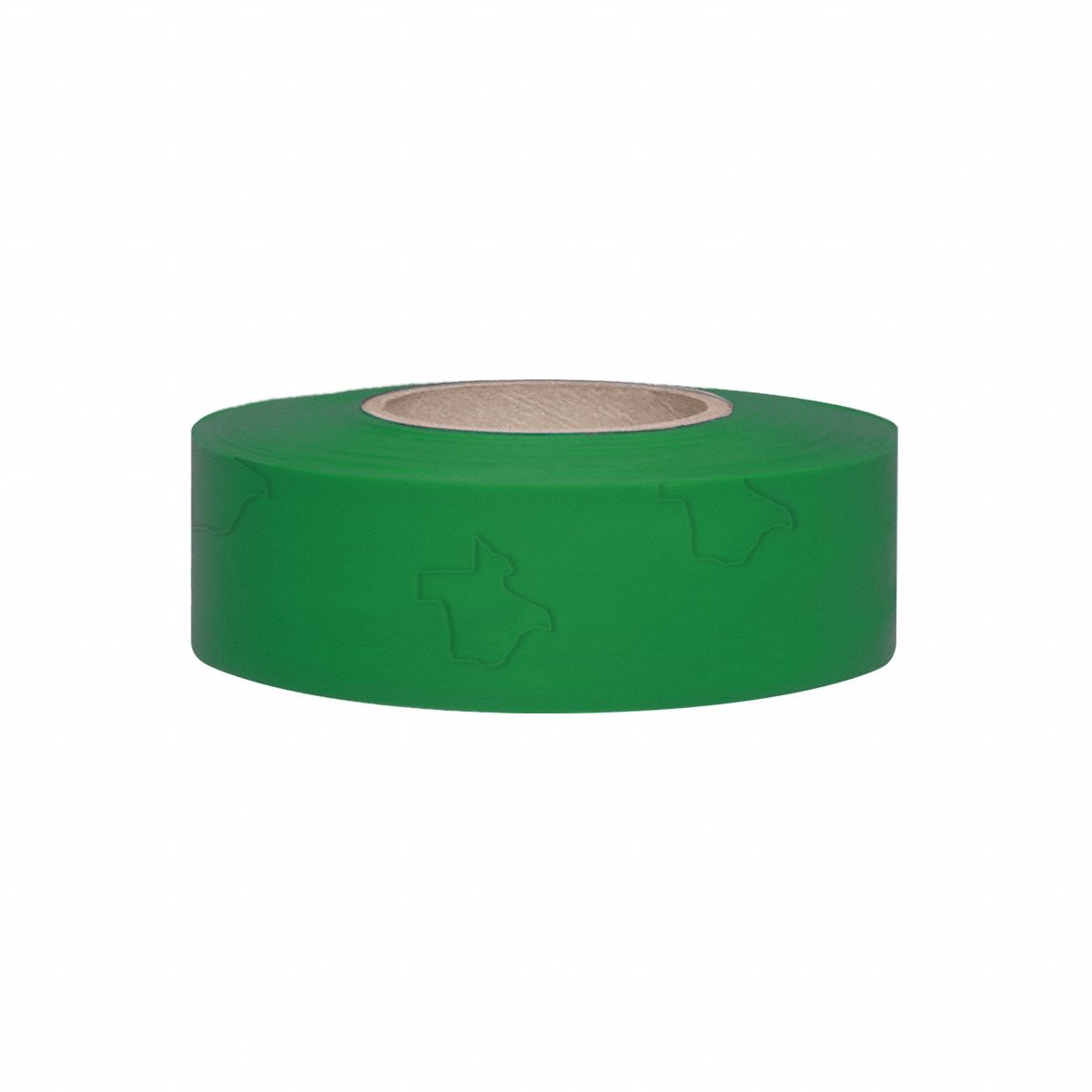 Flagging Tape: Green, No Legend, No Pattern, 300 ft Lg, 1 3/16 in Wd, Vinyl