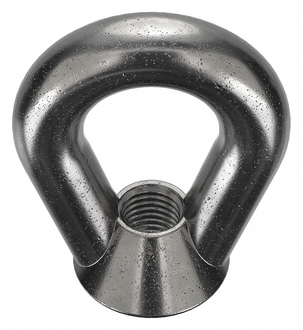 Eye Nut: 7/8"-9 Thread, Steel, Black Oxide, Oval, 1 5/8 in Inside Dia, 3 3/8 in Outside Dia