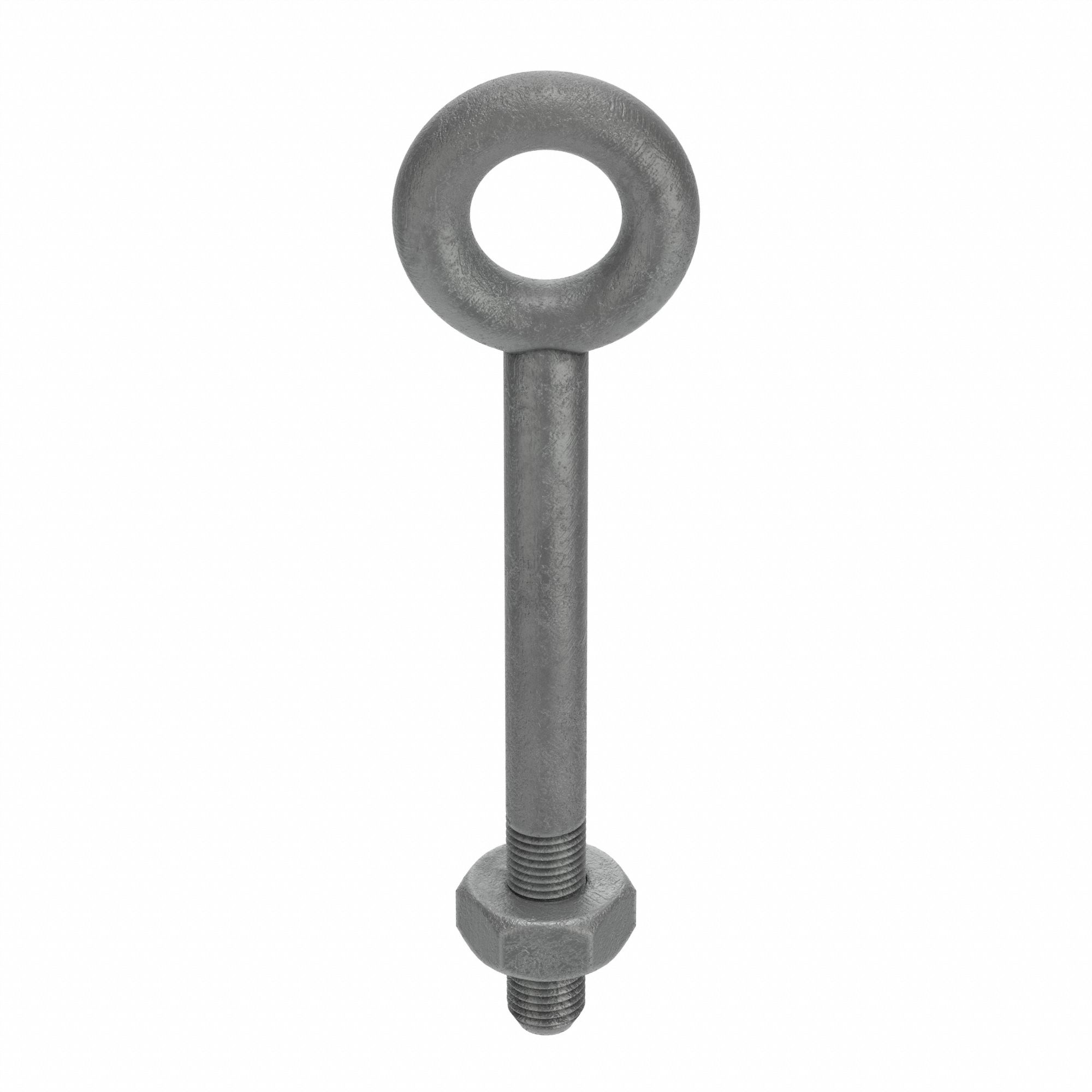 Machinery Eye Bolt: Without Shoulder, Steel, Galvanized, 1 1/4"-7 Thread Size, 4 in Thread Lg