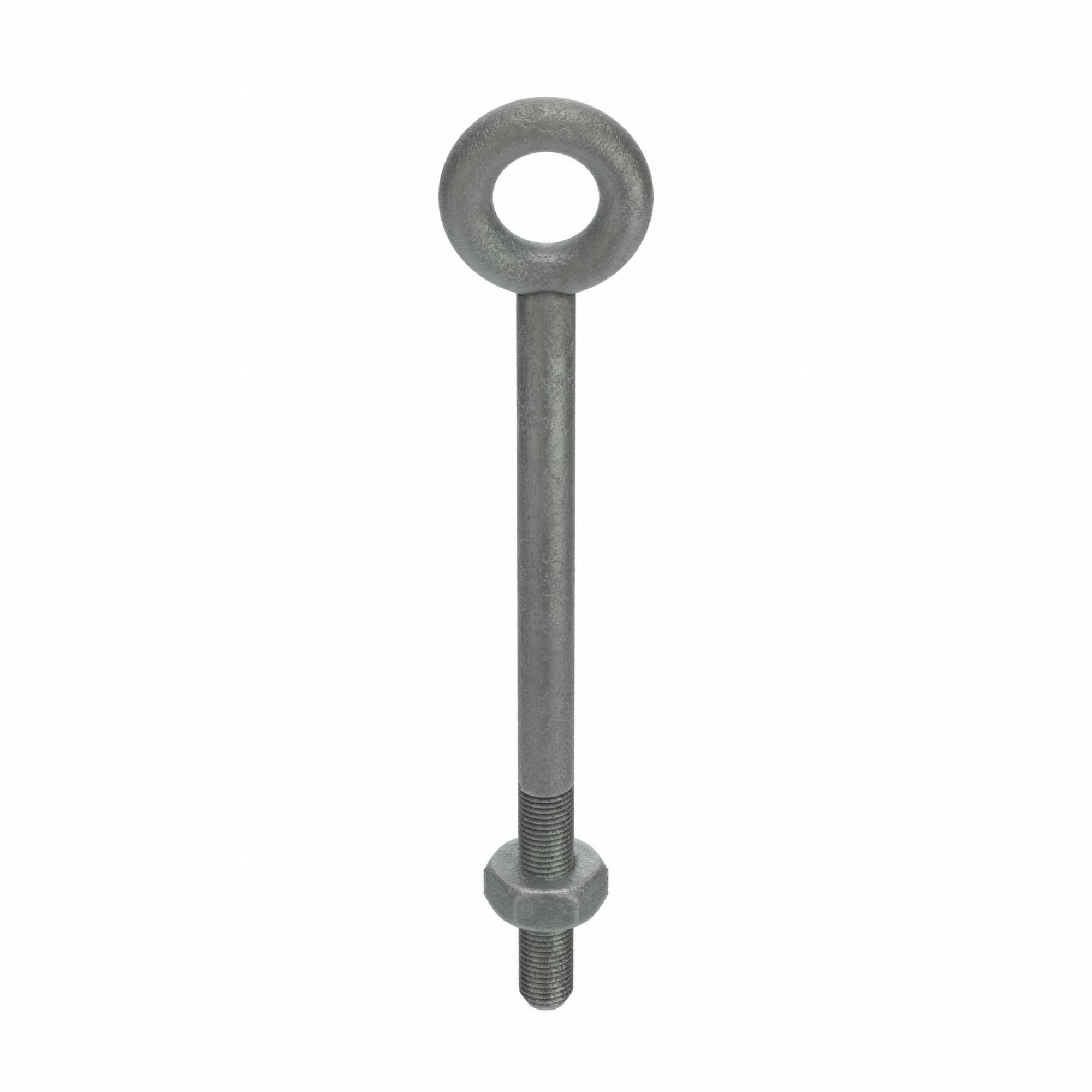 Machinery Eye Bolt: Without Shoulder, Steel, Galvanized, 1 1/2"-6 Thread Size, 6 in Thread Lg