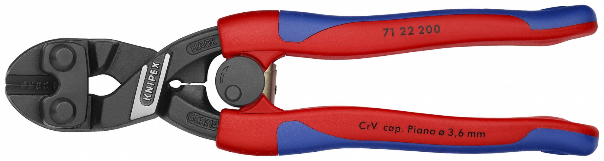 Bolt Cutters: Steel, For 1/4 in Max Dia Soft Steel, For 3/16 in Max Dia Medium Steel, Plastic