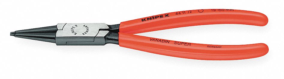 RETAINING RING PLIER, INTERNAL, FOR 40 MM TO 100 MM BORE DIA, 0.091 IN TIP DIA, 8⅞ IN OVERALL L