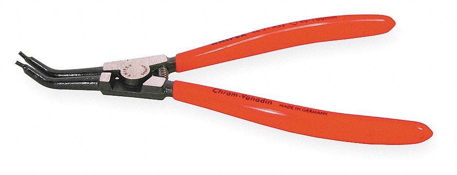 Retaining Ring Plier: External, For 40 mm to 100 mm Shaft Dia, 0.091 in Tip Dia, 8 1/4 in Overall Lg