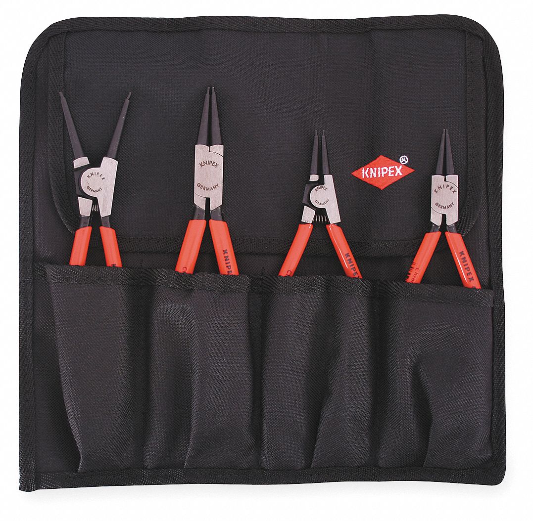 RETAINING RING PLIER SET, STEEL, RED HANDLE, STANDARD CUSHION GRIP, SPRING RETURN OPENING, 5¾ X 8 IN