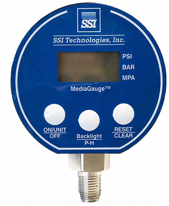 SSI SSI Digital Pressure Gauge 0 to 50 psi, 1/4 in NPT Male, Bottom, 3 in Dial, ±0.25 Accuracy