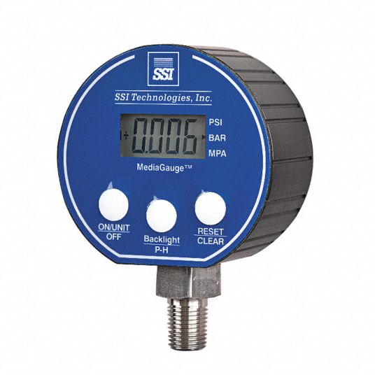 SSI SSI Digital Pressure Gauge 0 to 50 psi, 1/4 in NPT Male, Bottom, 3 in Dial, ±0.25 Accuracy