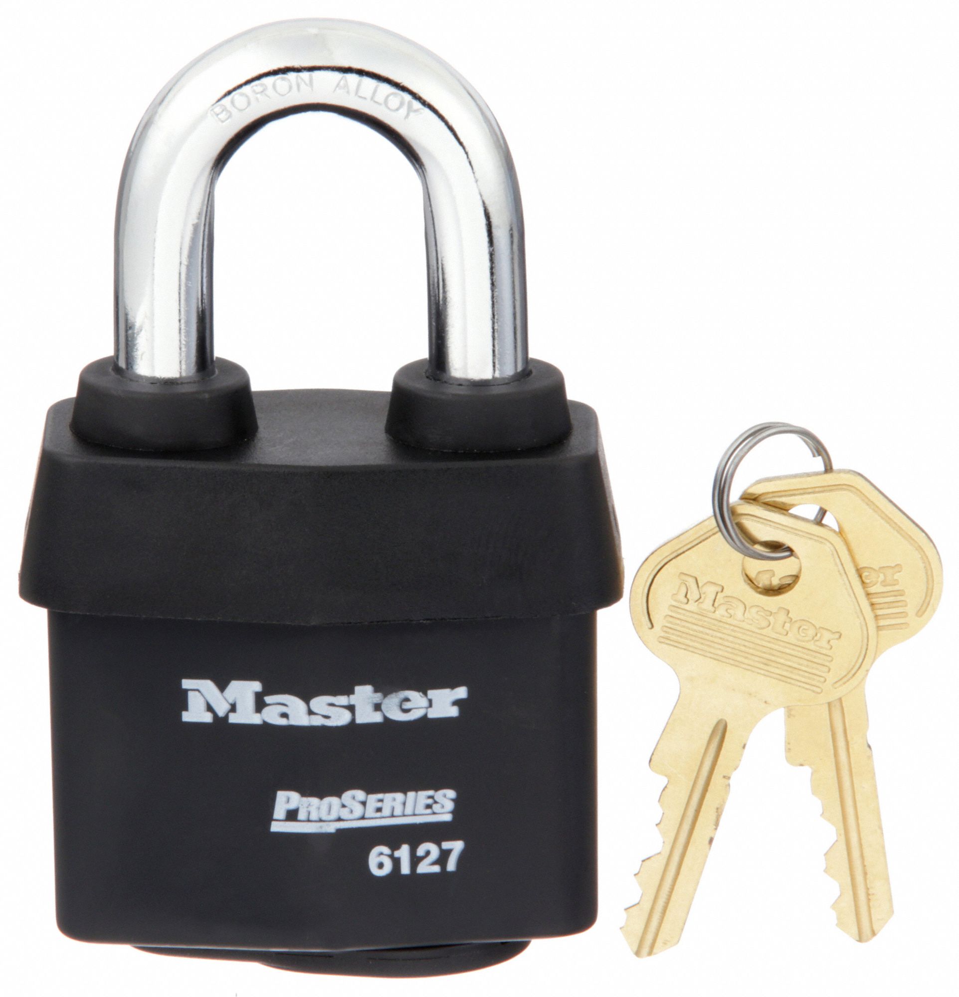 Padlock: 1 3/8 in Vertical Shackle Clearance, 7/8 in Horizontal Shackle Clearance, 10G209 Key, Boron