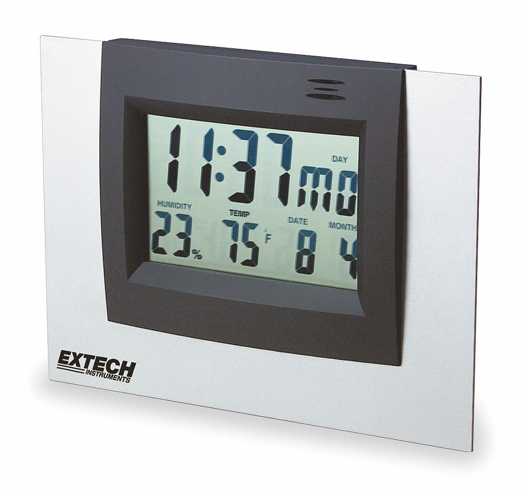 Digital Hygrometer with Clock Grainger