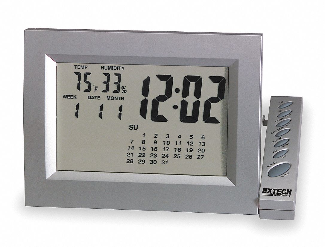 Digital Hygrometer with Clock Grainger