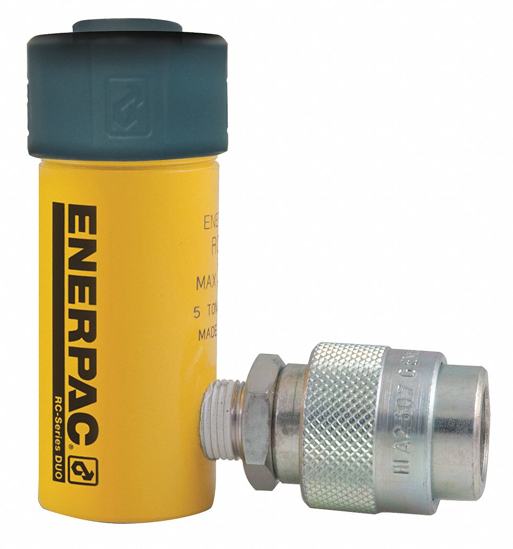 ENERPAC Hydraulic Ram Single Acting, 5 ton Nominal Capacity, 1 in Nominal Stroke Lg, Steel, RC