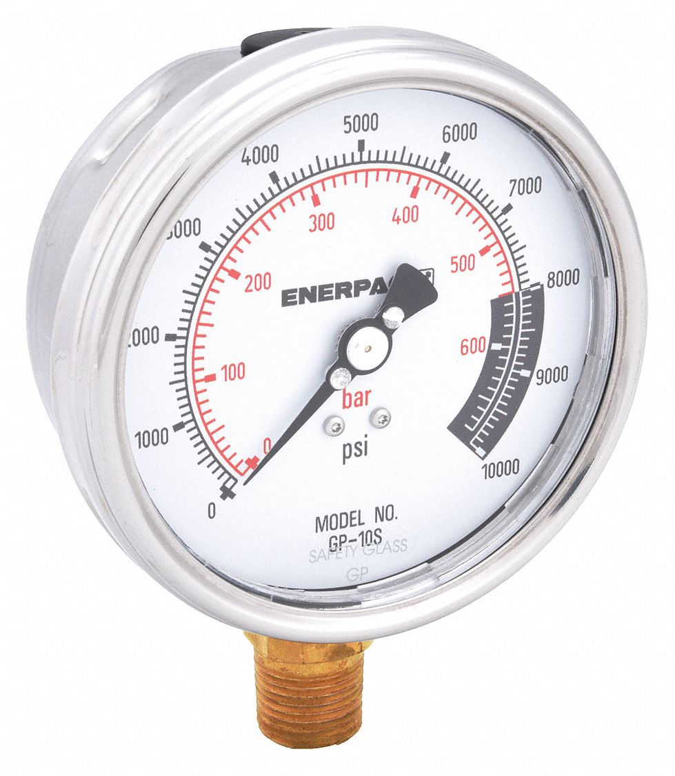 ENERPAC GAUGE HYDRAULIC 10000PSI 700 BAR - Dial Hydraulic Force and ...