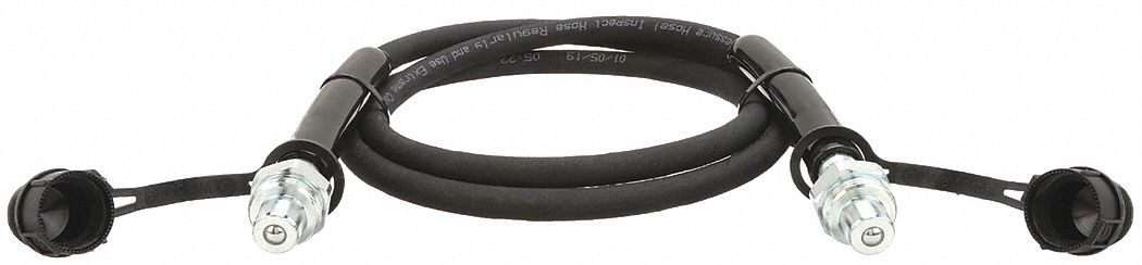 HYDRAULIC HOSE ASSEMBLY, ¼ IN ID, M COUPLER X M COUPLER, 6 FT L, BLACK, RUBBER