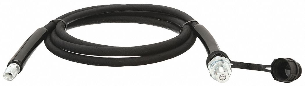 HYDRAULIC HOSE ASSEMBLY, ¼ IN ID, MNPT X M QUICK DISCONNECT, 10 FT L, BLACK, RUBBER