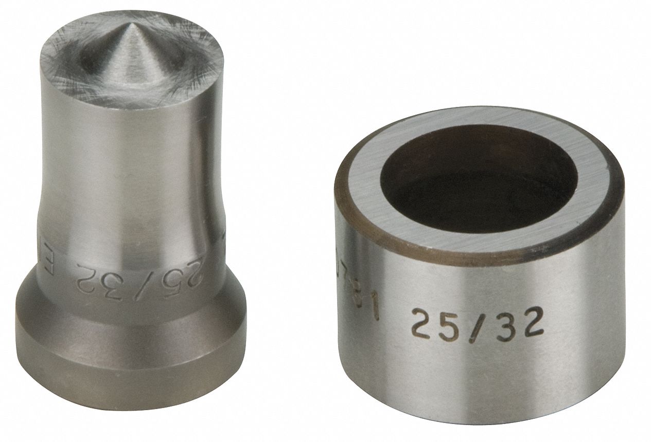 ENSEMBLE POINÇONS ET MATRICES, 0,50/0,50/0,78 PO, TROU CERCLE, M18, POUR POINÇONS HYDRAULIQUES