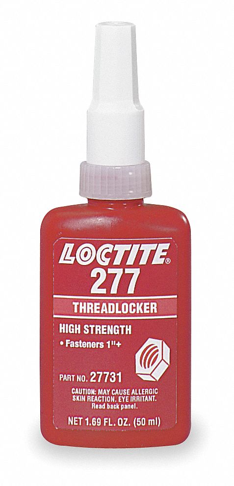 HIGH-STRENGTH THREADLOCKER, 277, RED, OIL TOLERANT, 1.69 FL OZ BOTTLE