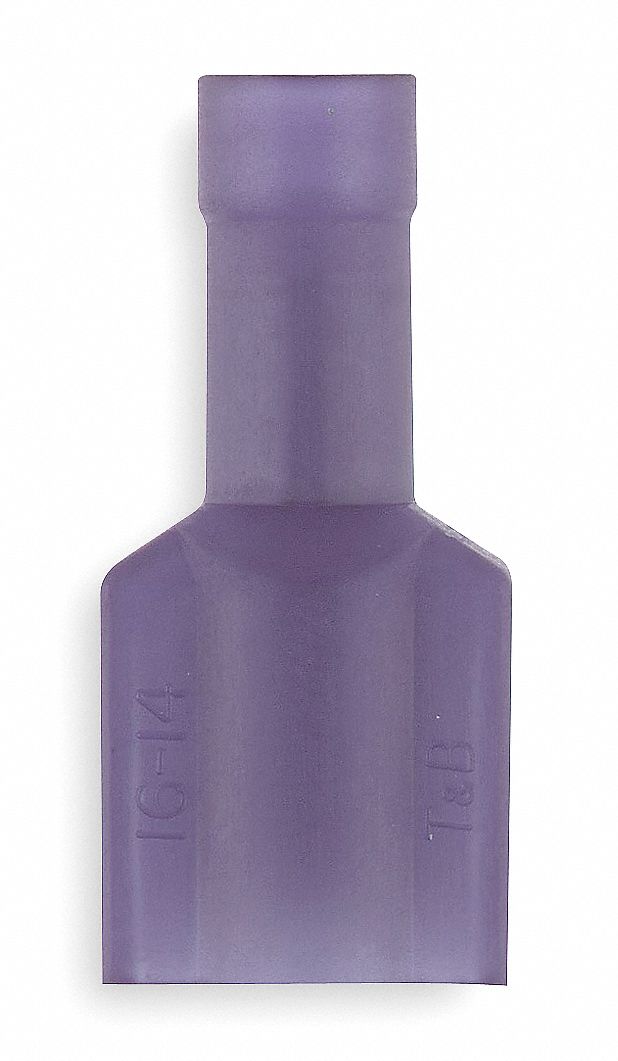 Wire Disconnect: Male Tab, Blue, Nylon, Full Coverage, 16 AWG – 14 AWG Wire Size