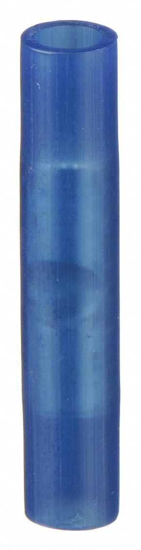 Butt Splice Connector: Blue, Nylon, For Wire Size 16 AWG – 14 AWG, 600 V, Pack Qty 100