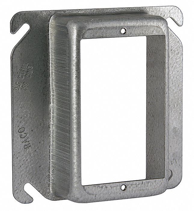 RACO Plaster Ring Galvanized Zinc, Silver, Close 4 in Outlet Box, 1 Gangs, 1 1/4 in Raised Ht